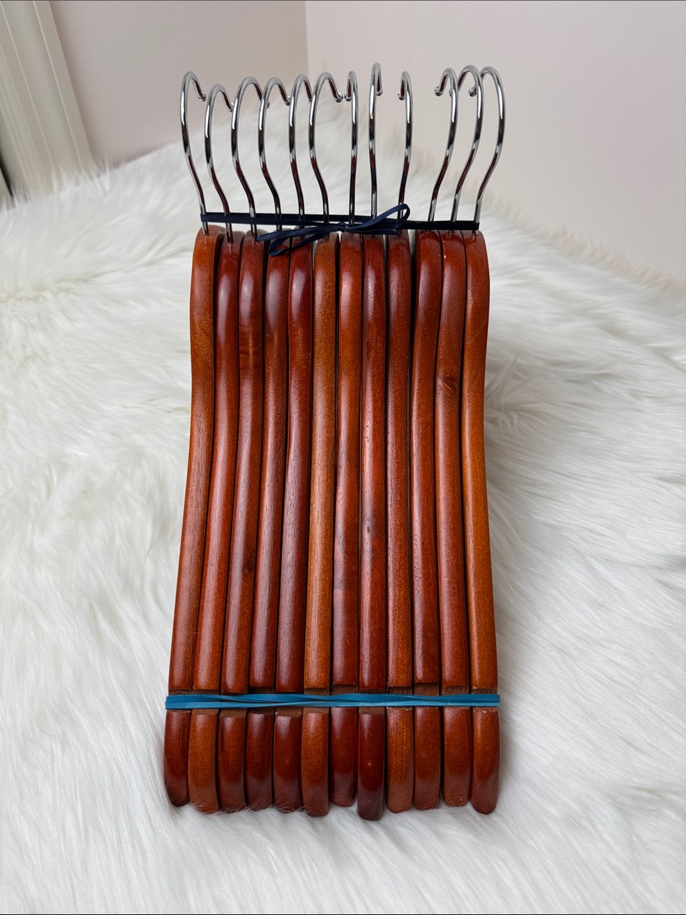 Wooden Shirt Hangers - Set of 12 in Warm Brown Mahogany